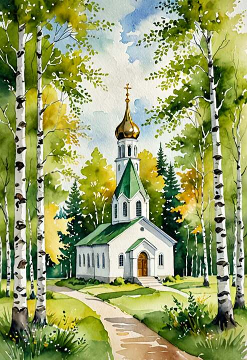 Православная открытка на Троицу